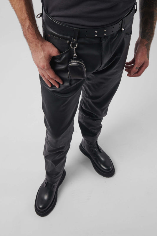 STRAIGHT LEG STRETCH LEATHER TROUSER